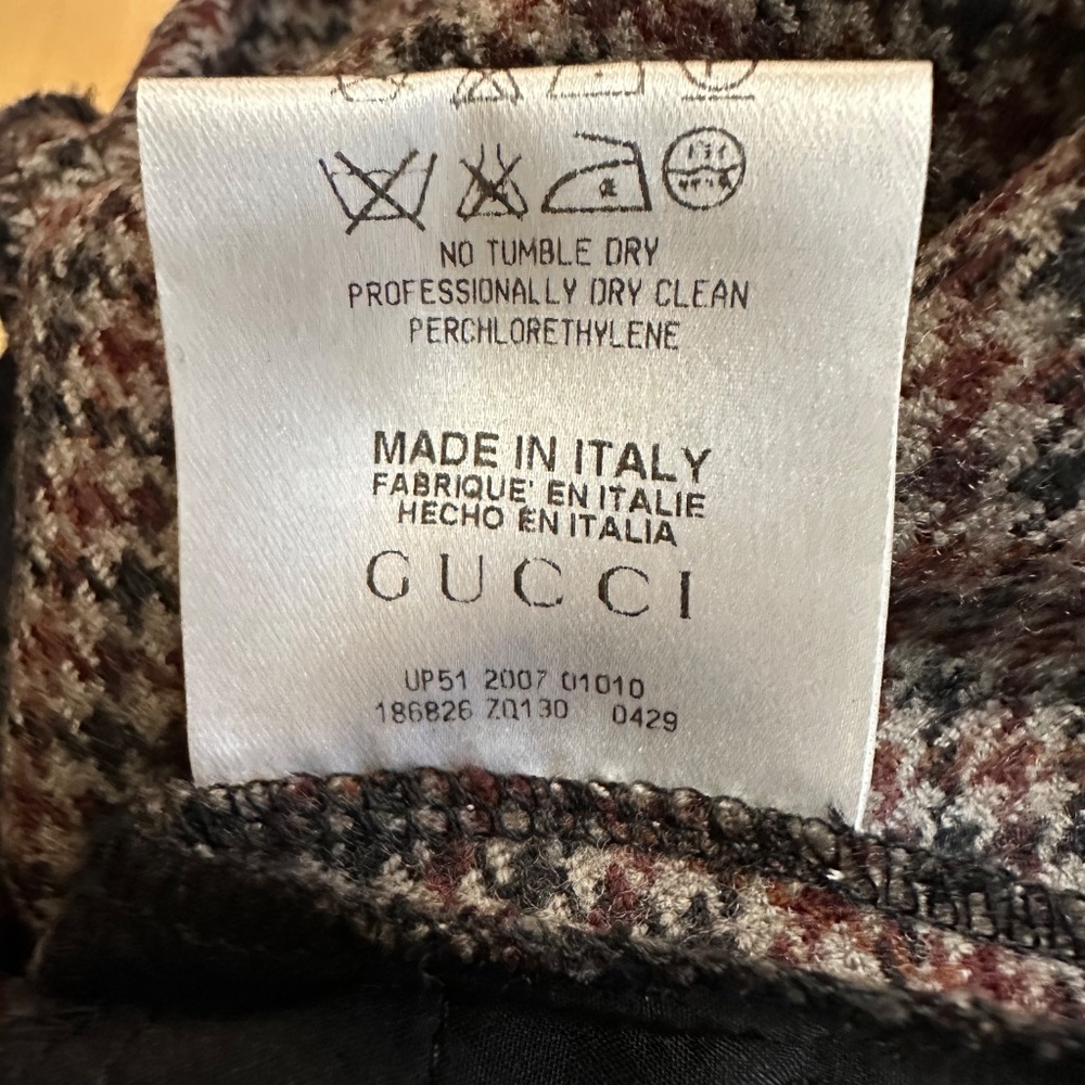 GUCCI brown herringbone plaid wool pant, 38/XS, GD1201 - Picture 8 of 8
